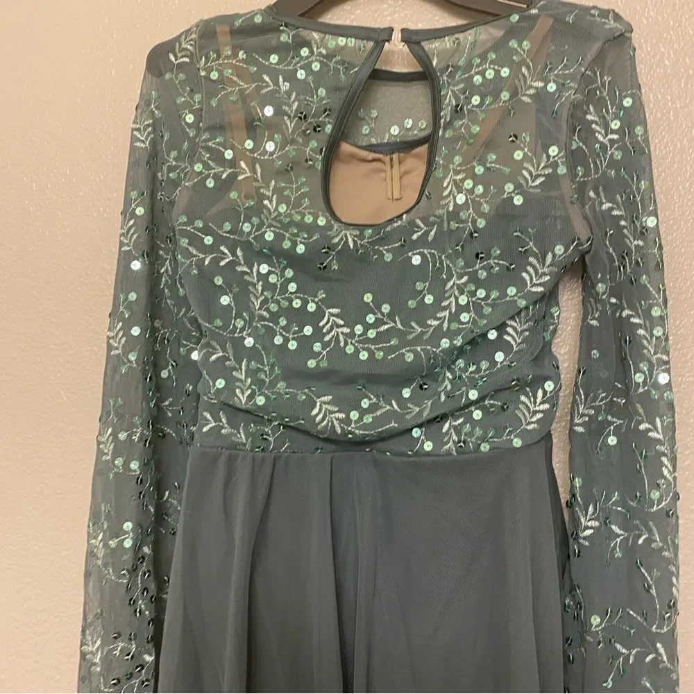 Weissman Dance Costume sage green sequin appliqué Saint Honesty 13413 adult SA